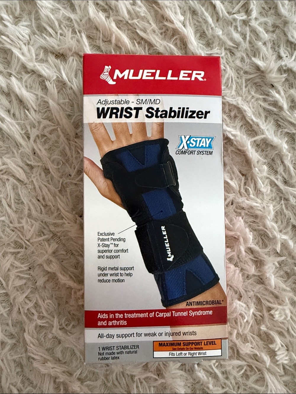 Mueller Blue Wrist Stabilizer Support Brace - Adjustable Comfort